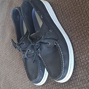 Sperry Black Boat Shoes Mens 10 M Cup 2 Eye White Bottoms